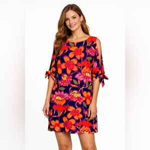 Trina Turk Vinet Floral Split-Sleeve Dress Small NWT